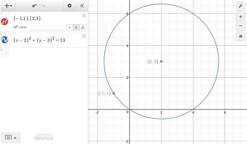 Find the standard equation of a circle that passes through the point (−1, 1) with-example-1