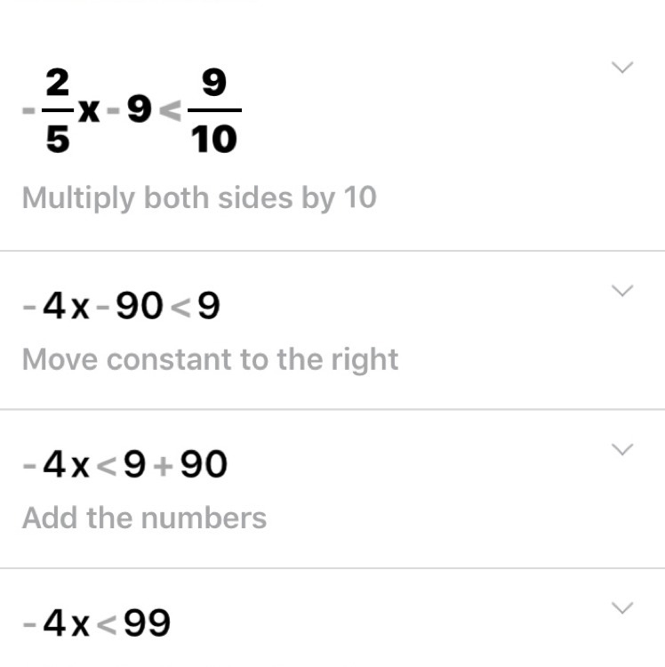 Solve. -2/5x-9<9/10 show all steps pleaseee!!-example-1