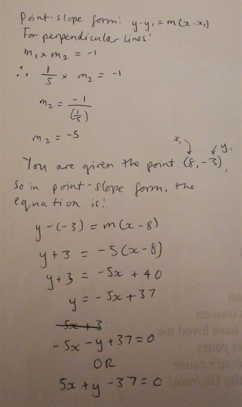 Use the given conditions to write an equation for the line in​ point-slope form and-example-1