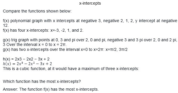 Compare the functions shown below: f(x) polynomial graph with x intercepts at negative-example-1