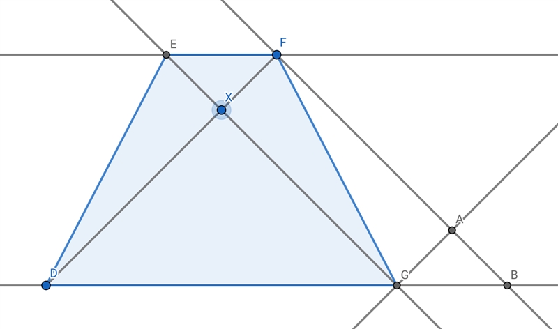 Given: DEFG is a trapezoid DE=FG, DF=a, m∠FDG=45° Find: Area of DEFG-example-1