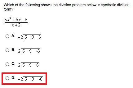 Which of the following shows the division problem below in synthetic division form-example-1