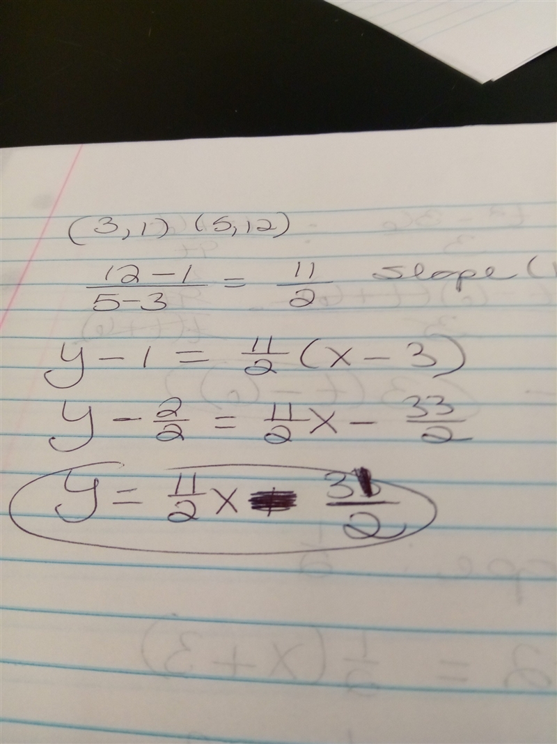 What is an equation of the line in point slope form?!-example-1