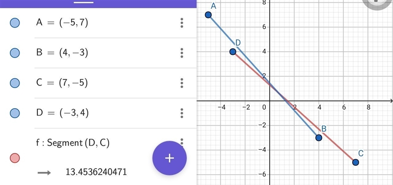 a line segment has end points (-5, 7) and (4,-3) find the inverse of the line segment-example-1