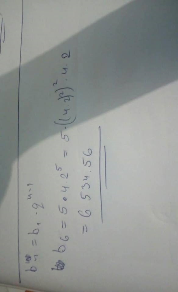 Find the 6th term of the sequence which has a first term of 5 and has a common ratio-example-1