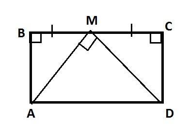 Suppose ABCD is a rectangle. Find AB and AD if point M is the midpoint of BC , AM-example-1