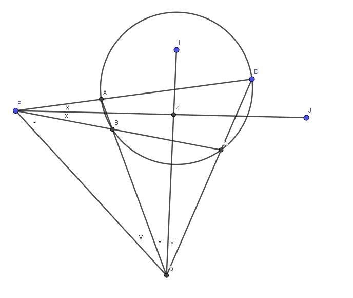 Let ABCD be a cyclic quadrilateral. Let P be the intersection of AD and BC, and let-example-1