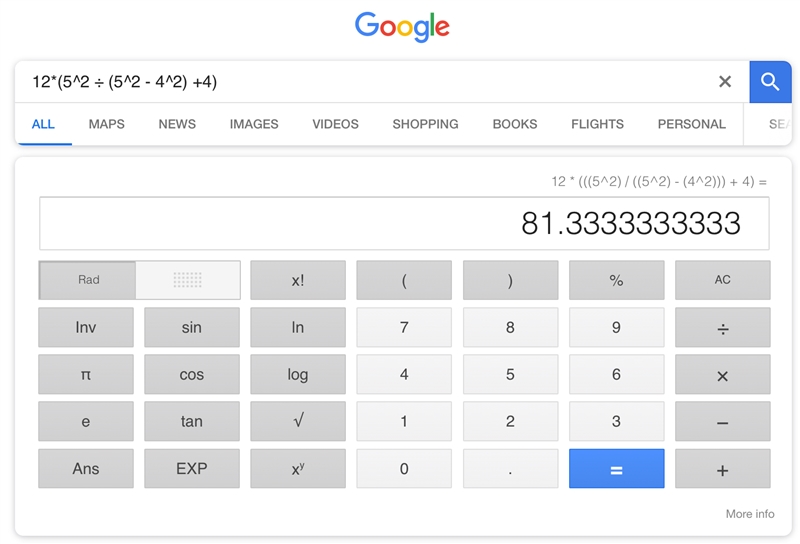 What is the simplified form of the expression? 12[5^2 ÷ (5^2 - 4^2) +4] A. 96 B. 16 C-example-1