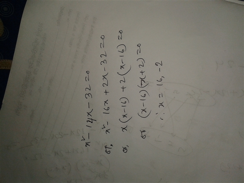 What are the roots of the polynomial equation? x^2−14x−32=0 Enter your answers in-example-1