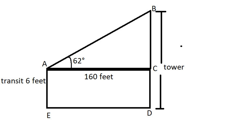 To find the height of a pole, a surveyor moves 160 feet away from the base of the-example-1