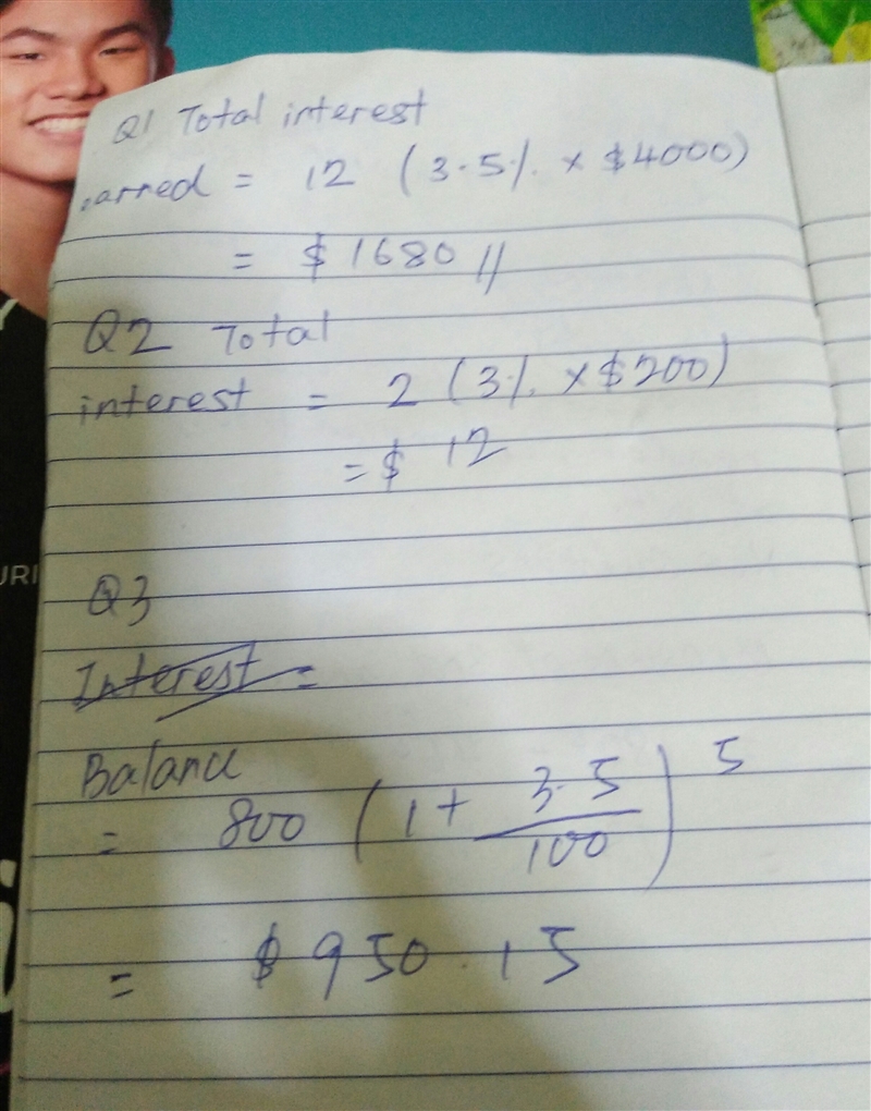 Beth deposited $4,000 in a college fund earning 3.5% simple interest. What was the-example-1