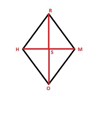 Figure RHOM is a rhombus. and are the diagonals of the rhombus, as well as angle bisectors-example-1