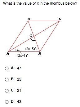 What is the value of x in the rhombus below?-example-1