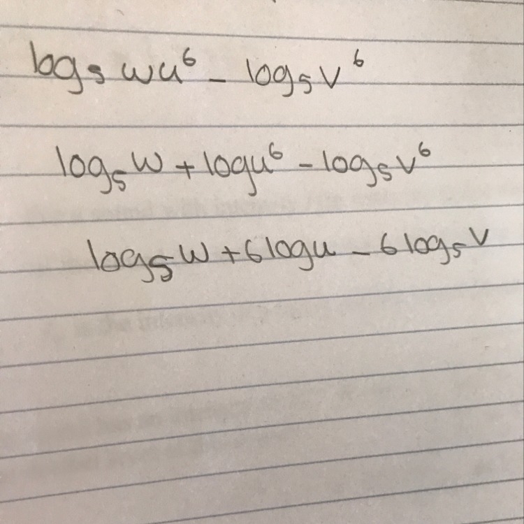 Log5 wu^6/v^6 Expand each logarithm-example-1