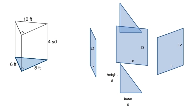 Find the surface area of the following triangular prism.-example-1