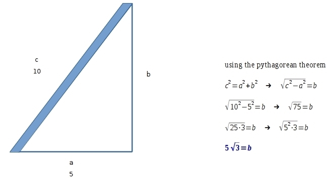 A 10 meter ladder is leaning against a building. The bottom of the ladder is 5 meters-example-1