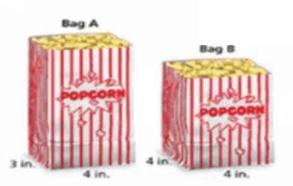 1. A movie theater designs two bags to hold 96 cubic inches of popcorn. a. Find the-example-1