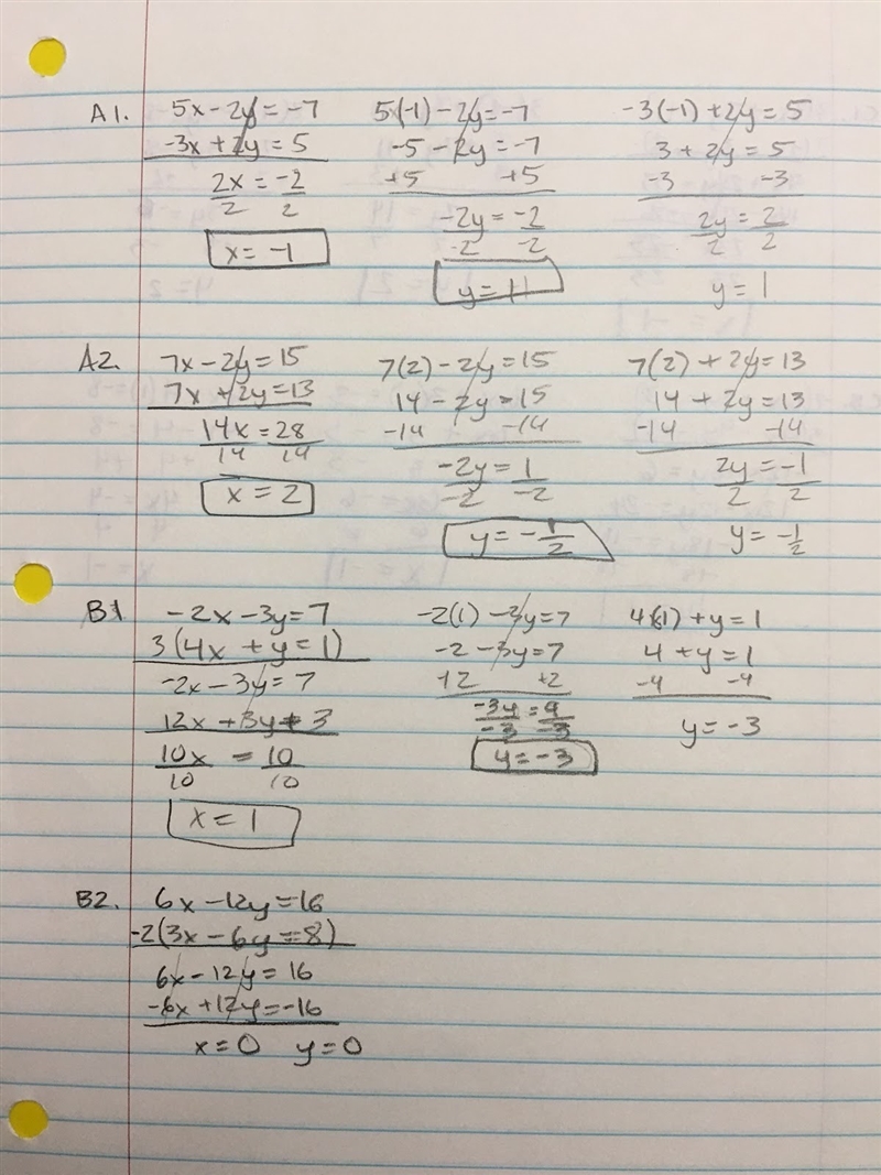 Algebra 2 Solve linear systems by elimination-example-1