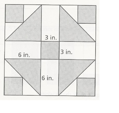 Carolyn is making a quilt using blocks like the one shown below. All the shaded squares-example-1