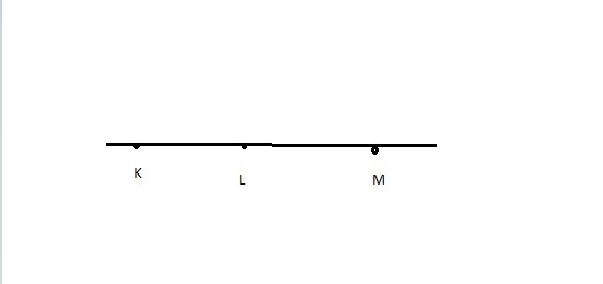 Three points K, L, and M are collinear. KL = 6 cm, LM = 10 cm. Find KM. Consider all-example-1