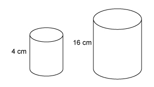 The cylinders are similar the volume of the larger cylinder is 1600 cubic centimeters-example-1