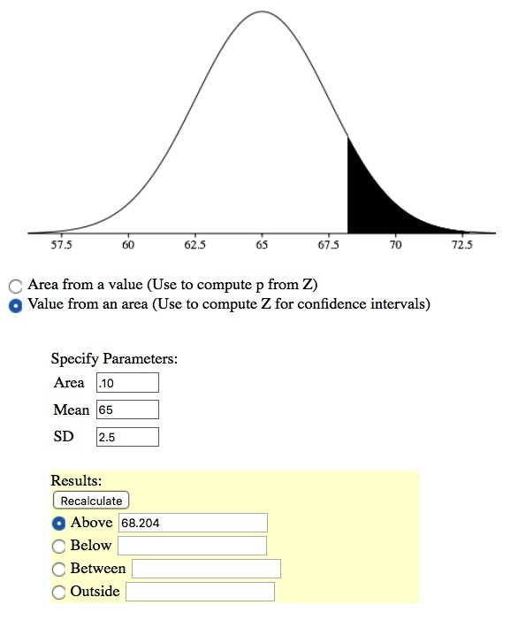 The heights of women are normally distributed with a mean of 65 inches and a standard-example-1