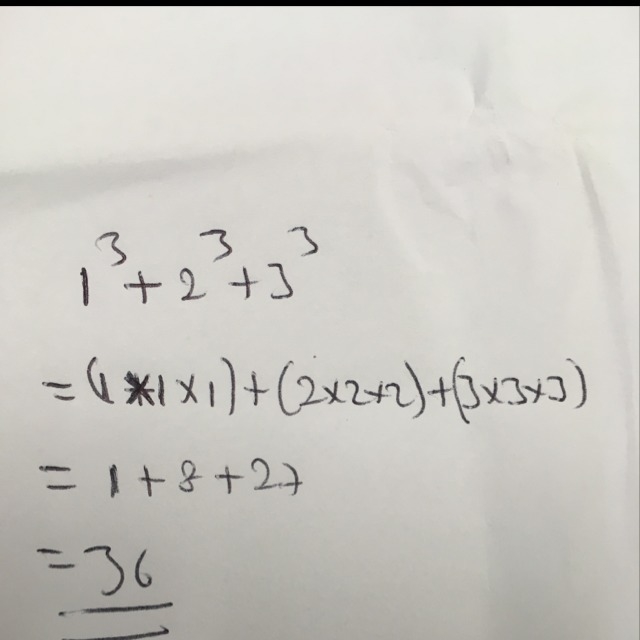 Brian Writes an expression for the sum of 1 cubed, 2 cubed, and 3 cubed.What is the-example-1