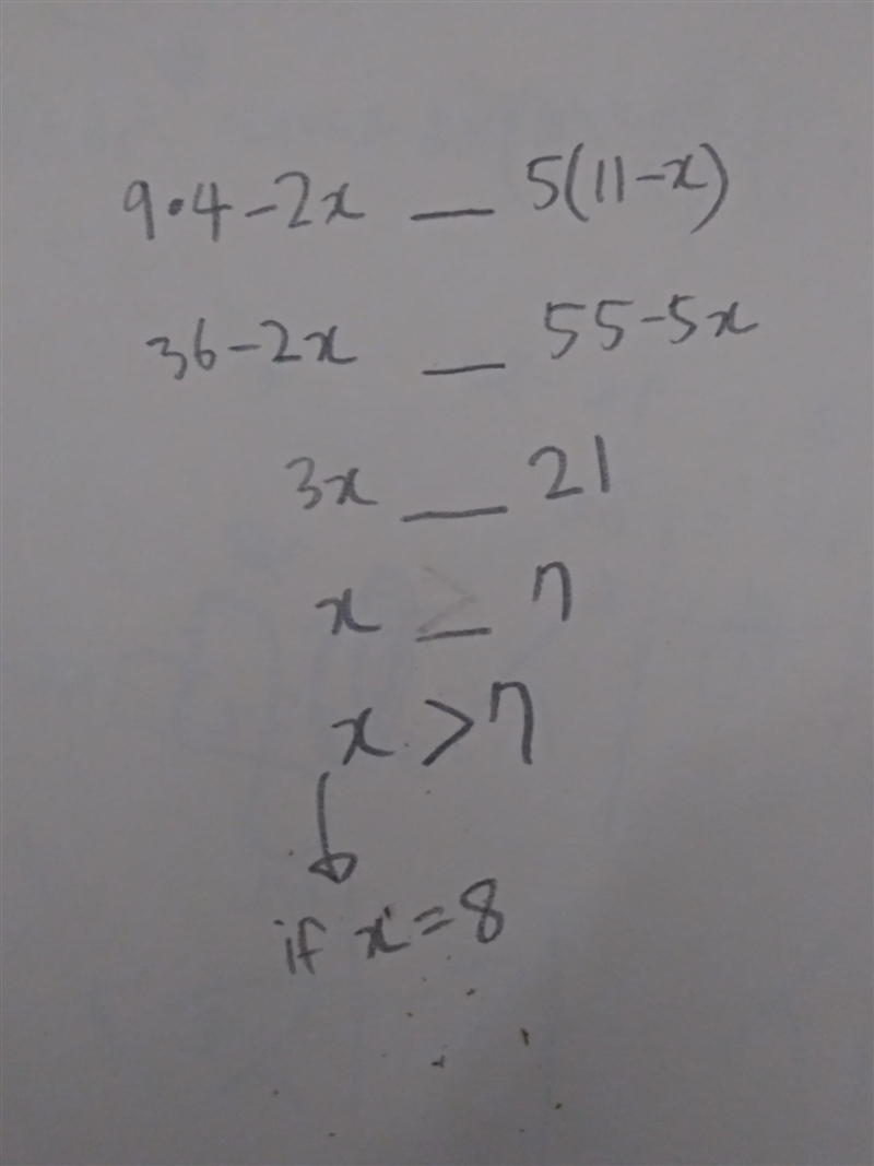 PLEASE HELP ASAP 25pts Which symbol creates a true sentence when x equals 8? 9 • 4 – 2x-example-1