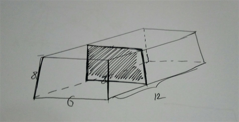 The right rectangular prism will be sliced perpendicular to its base along the dashed-example-1