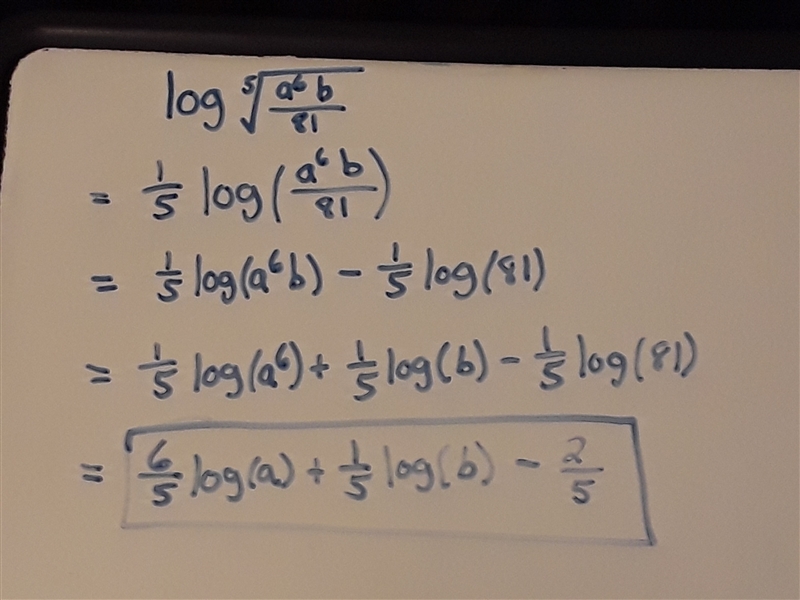 QF Q7.) Use properties of logarithms to expand the logarithmic expression as much-example-1