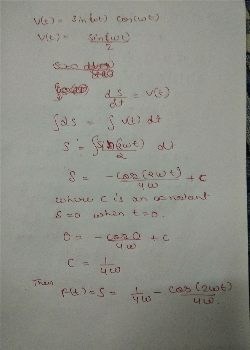 A particle moves on a straight line with velocity function v(t) = sin(ωt) cos2(ωt-example-1