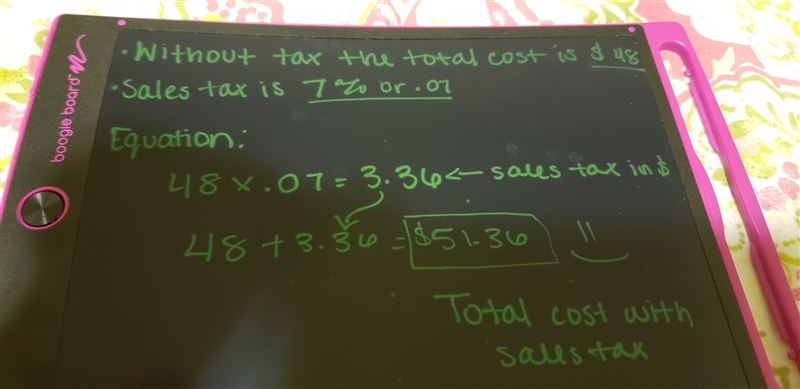 A student purchases school supplies at a store where the sale tax is 7%. The pre-tax-example-1