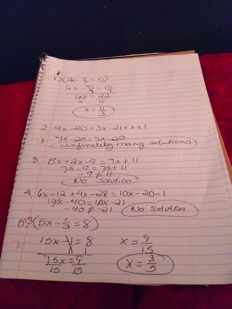 Pls help me with these equations 2x-7/3 = 5 4 (x - 5) = 3 (x - 7) + x + 1 5x + 2x-example-1