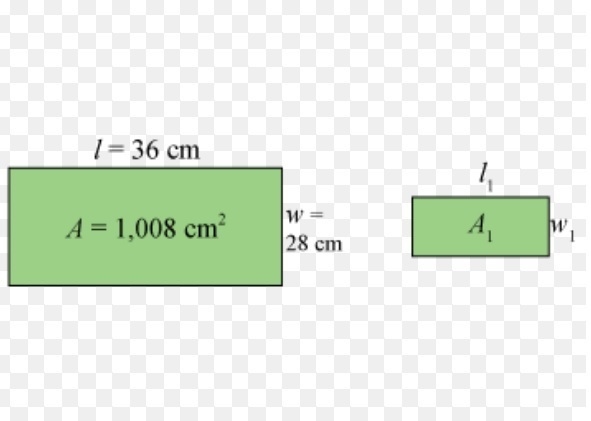 The smaller rectangle is a 13 scale drawing of the original figure. Use the drop-down-example-2