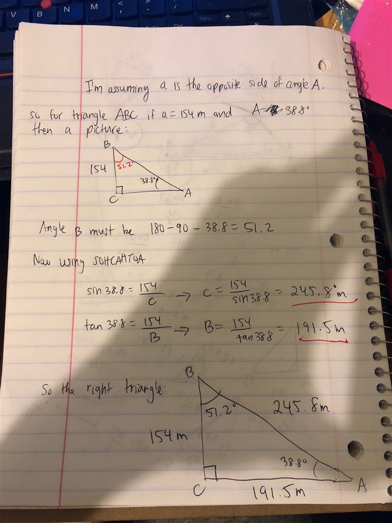 How to solve this triangle ABC? i did super wrong all :( who can help me please?-example-1