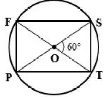 Given: PFST is a rectangle m∠SOT = 60°, OS = R=4 Find: ST and PT-example-1