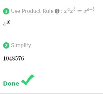 Simplify 42 ⋅ 48. The 2 and 8 are exponents-example-1