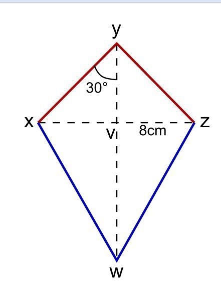 Sketch the following to help answer the question. Kite WXYZ has a short diagonal of-example-1