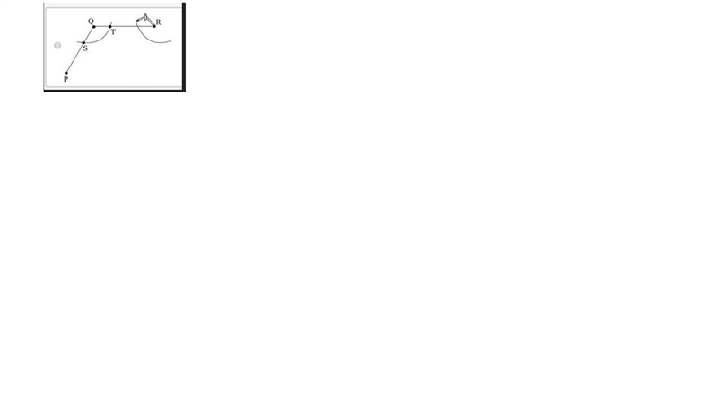 Dan uses a compass to draw an arc from Q, as shown. He wants to construct a line segment-example-1