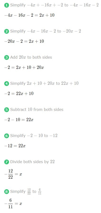 -4x + -16x + -2 =2x +10-example-1