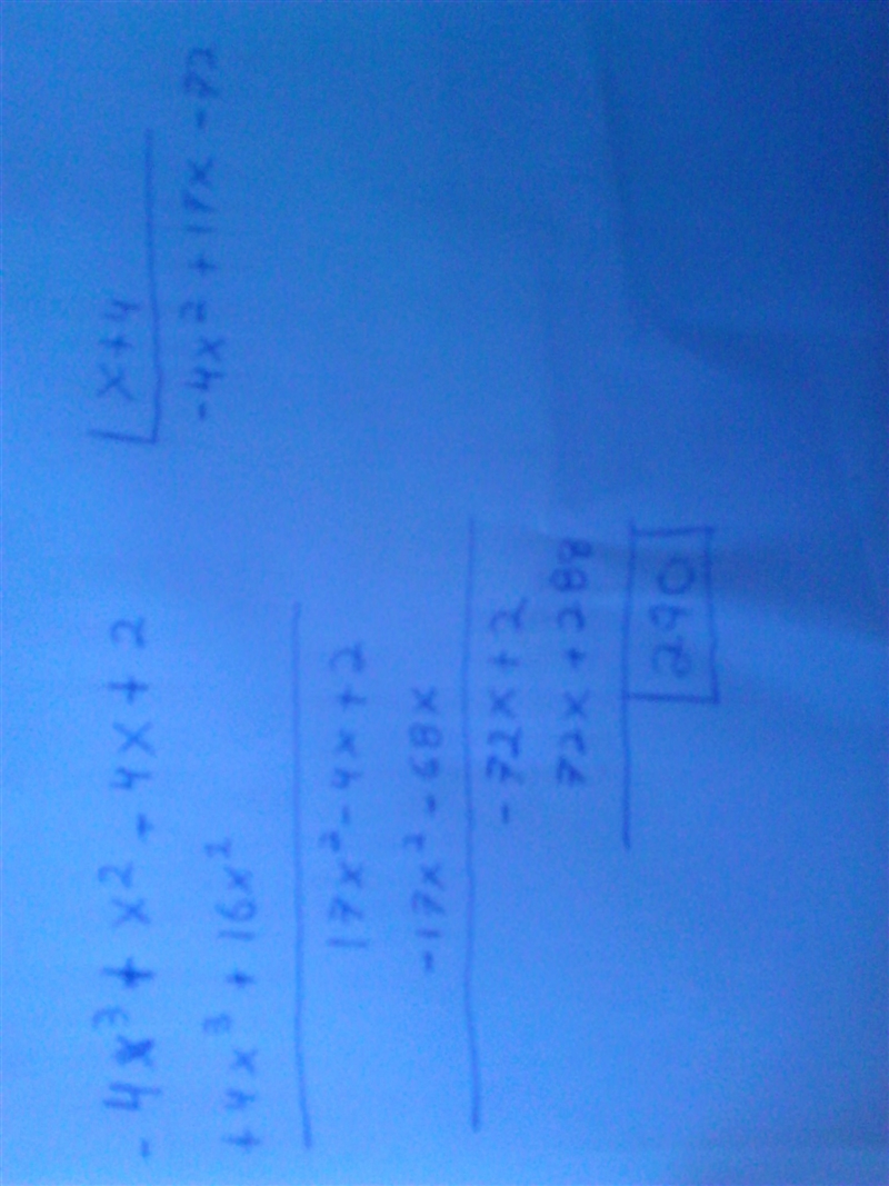 Divide -4x^3+x^2-4x+2 by x+4-example-1