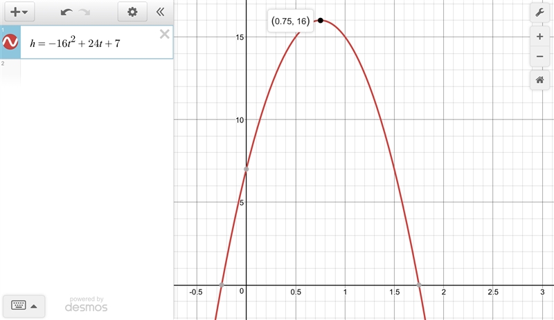 A ball is thrown into the air with an upward velocity of 24 ft/s. Its height h in-example-1