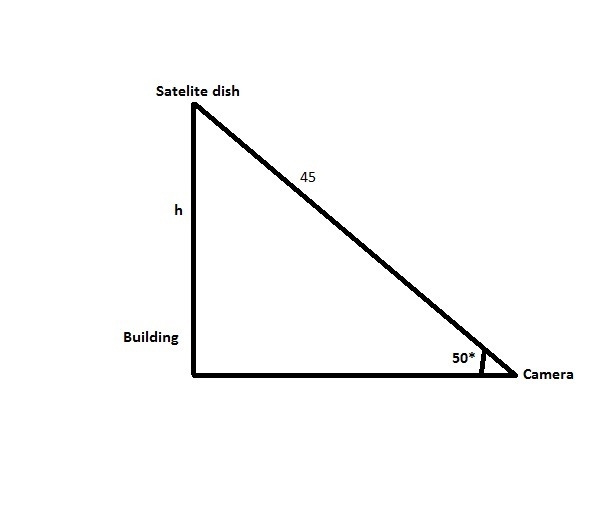 A film student wants to capture a shot of a satellite dish placed at the top of a-example-1