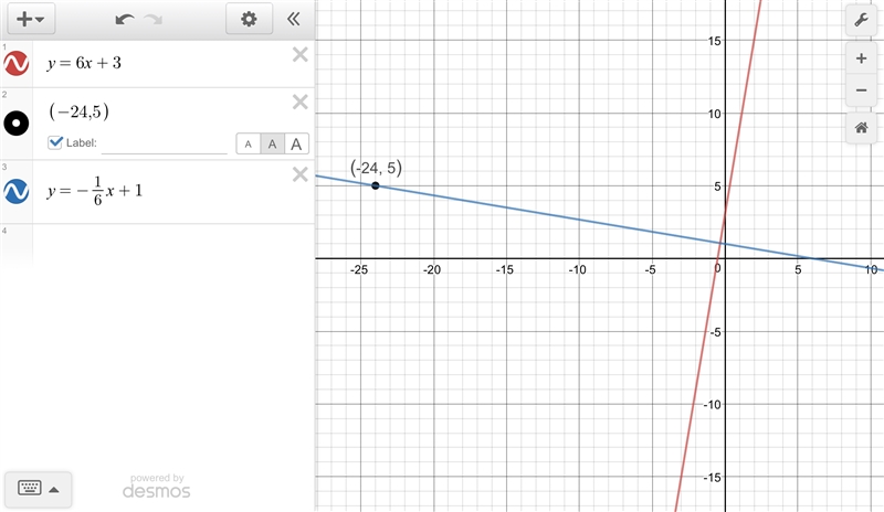 Find the equation of the line that is perpendicular to Y=6x+3 and passes through the-example-1