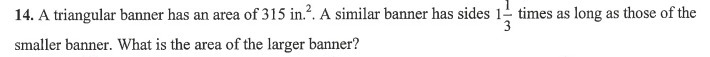 A triangular banner has an area of 315 in^2-example-1