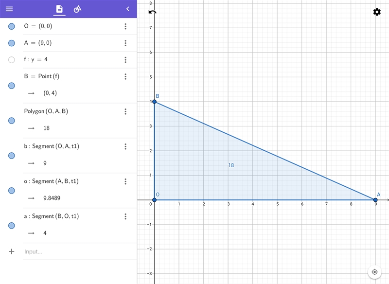 Draw your own right triangle, with an area of 18 square units, on the coordinate plane-example-1