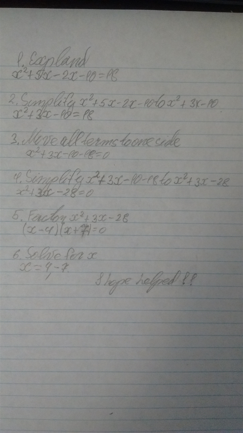 Which is a solution to the equation? (x −2)(x + 5) = 18-example-1