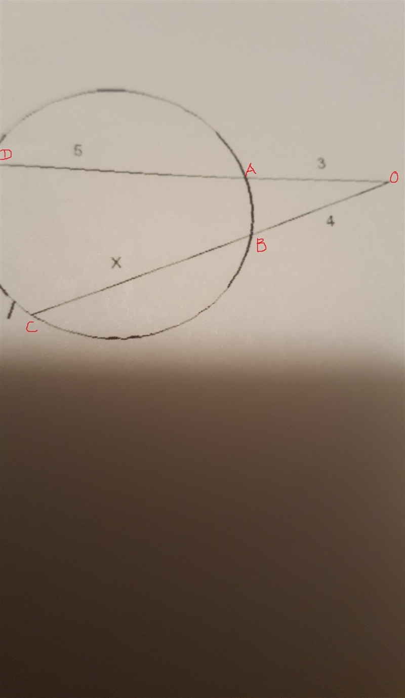 Solve for x can't remember how to do this for a circle and triangle through it.-example-1