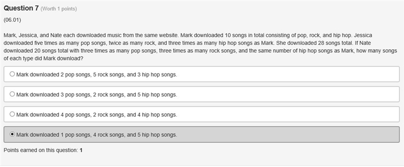 Mark, Jessica, and Nate each downloaded music from the same website. Mark downloaded-example-1