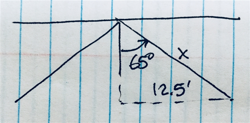 A 25-foot-long footbridge has two diagonal supports that meet in the center of the-example-1